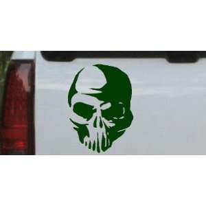 Dark Green 10in X 7.5in    Tribal Skull Skulls Car Window Wall Laptop 