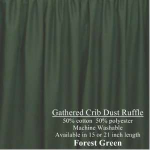   Crib Dust Ruffle Cribskirt 15 inches long Color Forest Green Baby