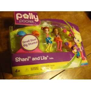 Polly Pocket Shani and Lila Dolls   stunts   2 dolls, helmets & skates
