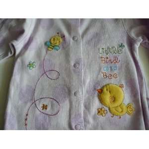 Absorba Baby Girl Lilac Little Bird & Bee polka Dot Feet PJs Infant 