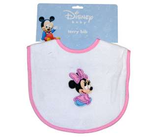 DISNEY Baby Minnie Mouse Pink Embroidered Terry Bib NEW  