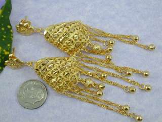 AMAZING DUBAI LONG DANGLE EAST INDIA 22K 18K Gold GP Thai Earrings 