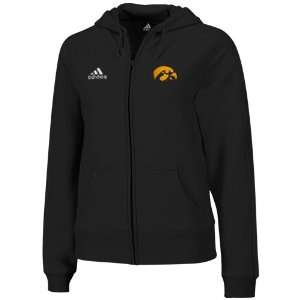 adidas Iowa Hawkeyes Ladies Black Primary Logo Full Zip Hoodie 