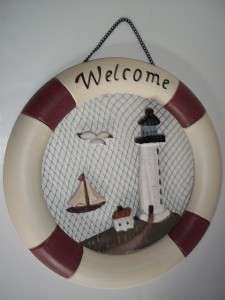   PLAQUE WALL HANGER WELCOME SIGN HOME BEACH LIGHT HOUSE HOME  
