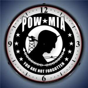 NEW MILITARY POW MIA BACKLIT LIGHTED CLOCK FREE S&H*  