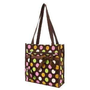  Belvah Polka Dots Canvas Shopping Tote Bag   Brown/Multi 