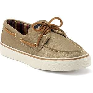 Womens Sperry Top Sider Bahama Sand Metallic Suede Boat Shoes NIB 