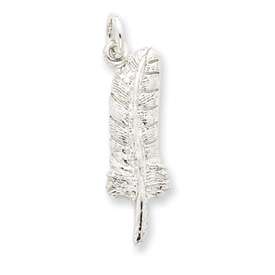 New Sterling Silver Quill Feather Pen Polished Charm  