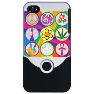  iPhone 4 or 4S Slider Case Silver 60s Icons Rainbow Swirl 