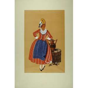   Costume Hat Besancon France   Orig. Print (Pochoir): Home & Kitchen