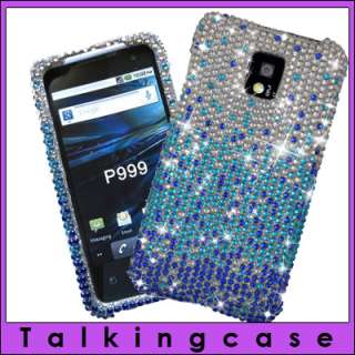 Blue Waterfall Diamond Bling Case Cover LG T Mobile G2X  