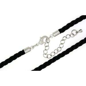    Black Twisted Silk Cord Necklace With 2in extender   4.0MM Jewelry