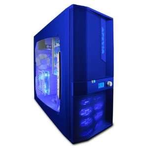   Blue Metal ATX Mid Tower / Computer Case with Side Window: Electronics