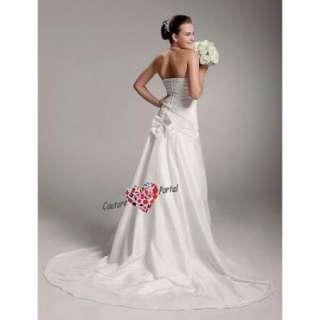 line Strapless Court Train Side draped Wedding Dress  