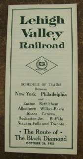 Lehigh Valley LV RR Railroad Public Timetable 1958 PTT TT Schedule 