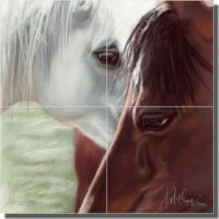 McElroy Horses Animal Accent Ceramic Tile Mural 4pc  