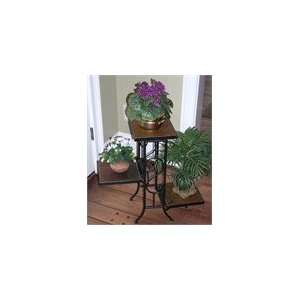  4D Concepts Black 3 Tier Plant Stand with Slate Top: Patio 