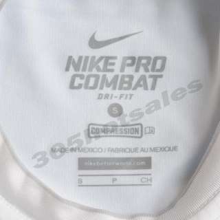 Nike Boy Kids Pro Combat Core Compression Long Sleeve Shirt White Size 