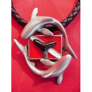   Flag Necklace with Prehistoric Megalodon Fossil Shark Tooth Jewelry
