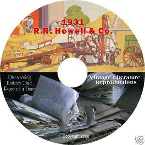 1931 Howell Thresher Sawmill Supplies Catalog on CD  