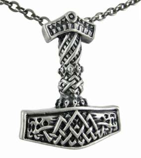 Endless Knot Thor`s Hammer Pewter Pendant W/ Necklace  