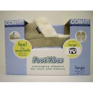  Conair Foot Vibes Massaging Slippers for Men and Women, Size Large 