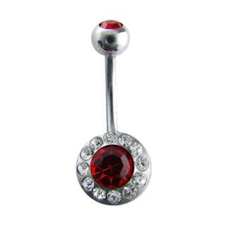   Silver Belly Button Ring   Red Crystal Belly Ring Toys & Games