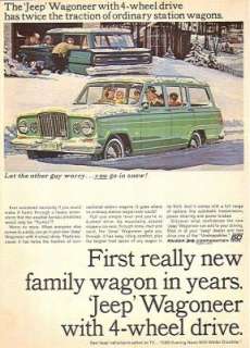 1960 *JEEP WAGONEER* MAGAZINE AD FULL COLOR SNOW SCENE  