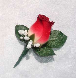 BOUTONNIERES ~ CUSTOM COLORS Rose Bud Silk Faux Wedding Flowers Groom 