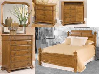 Honey Oak Biedermeier 6 pc King Bedroom Set  