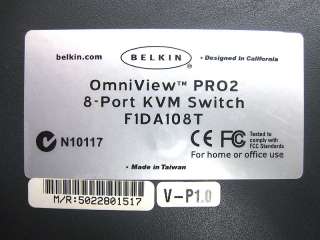 Belkin Omniview Pro2 8 Port USB PS/2 KVM Switch F1DA108T  