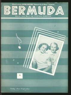 Bermuda 1951 BELL SISTERS Vintage Sheet Music  