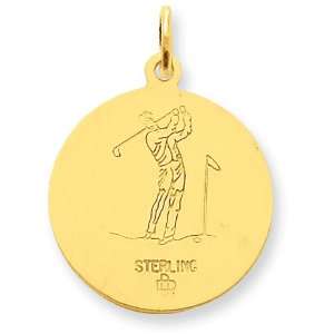  24k Gold plated Sterling Silver St. Christopher Golf Meda 18gold 