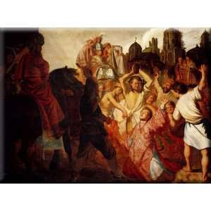  The Stoning Of St. Stephen 16x12 Streched Canvas Art by 