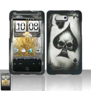  Silver with Black Ace of Spade Skull Rubber Texture HTC 