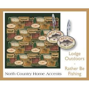   : Rather be Fishing Rustic Lodge Shower Curtain Set: Home & Kitchen
