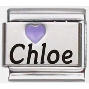  Chloe Purple Heart Laser Name Italian Charm Link Jewelry