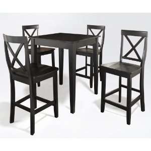  New Jersey 5 Piece Black Pub Table with X Back Stools 