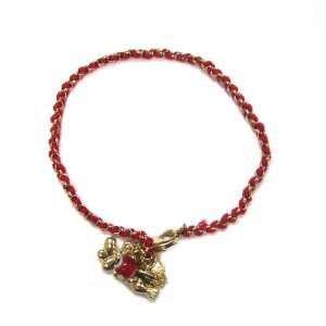   Red and Gold Cord Hamsa/Hand of Fatima Bracelet with Evil Eye Jewelry