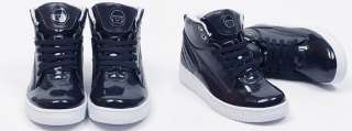 Mens Black Navy White Shiny High Top Sneakers Shoes US 7~10 / Mans 
