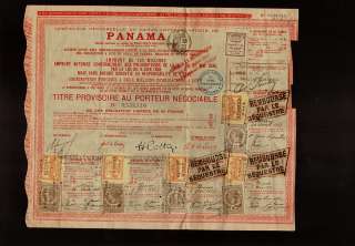 PANAMA CANAL BOND   dd 1888 Ferd. de Lesseps with 11  tax 