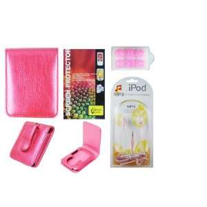 Cuffu Ipod Nano 3 Bundle Pink Leather/earphone/earbudz 