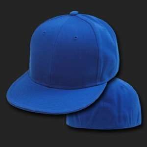   Blue Size 7 5/8 Fitted Flat Bill Baseball Cap Hat 