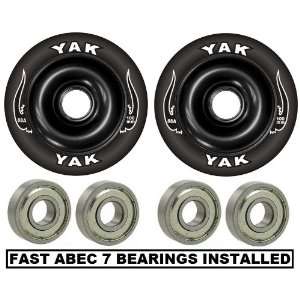   Wheel 100mm BLACK with Abec 7 Bearings Installed (2 WHEELS): Sports