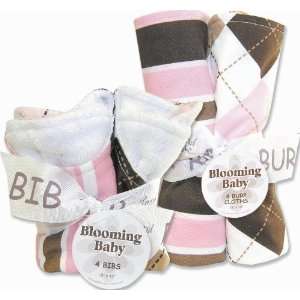  Prep School Pink Bib and Burp Cloth Bouquet Set Baby