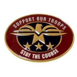  Support Our Troops Stay The Course Oval Lapel Pin 