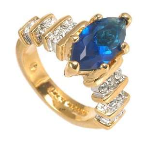  Marquise Blue Spinel Ring in Gold Plating: Jewelry