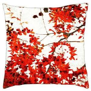 Red Blossoms on Damask Photo Accent Pillow 18 X 18 