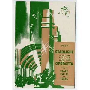 1947 State Fair of Texas Starlight Operetta Program Rio Rita Jackie 