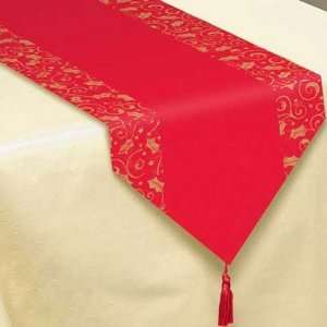  Red Fabric Table Runner with Glitter: Office Products